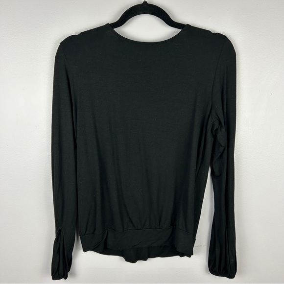 Ted Baker London Black Lightweight Long Sleeves Faux Wrap Top Medium - Picture 12 of 12